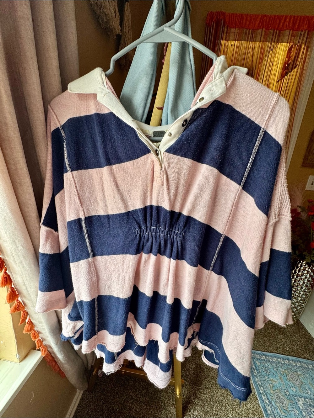 We The Free Hooded Pullover in Dusty Pink & Cream Trim